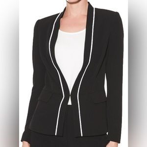 White House Black Market blazer in black with white piping NWT Sz 4, pockets
